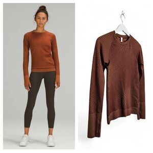 Lululemon Rest Less Pullover Size 2 Grid Warp Brown Desert Sun Run
